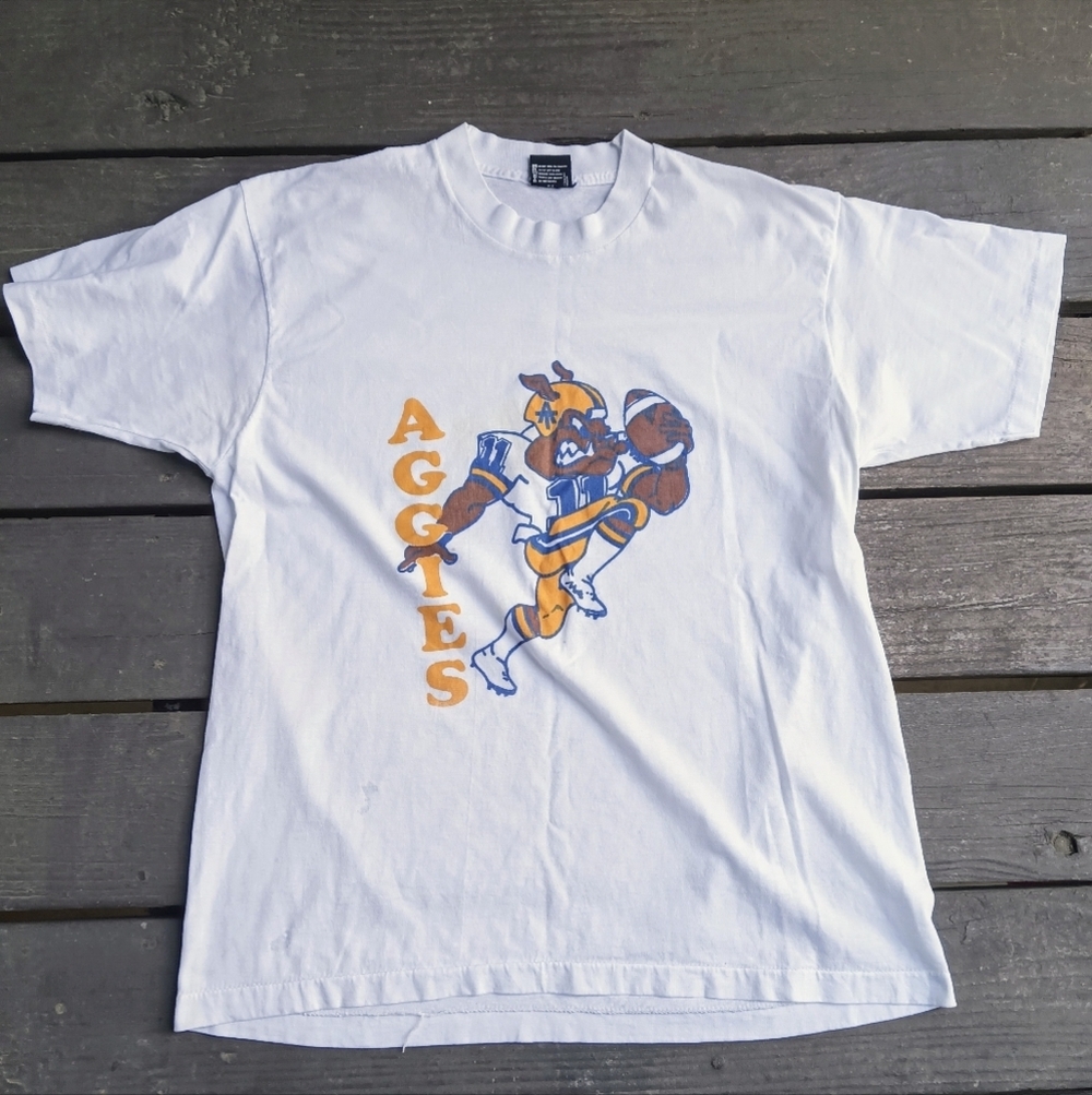 Vintage North Carolina A&T Aggies Football Short Sleeve White T Shirt Size XL